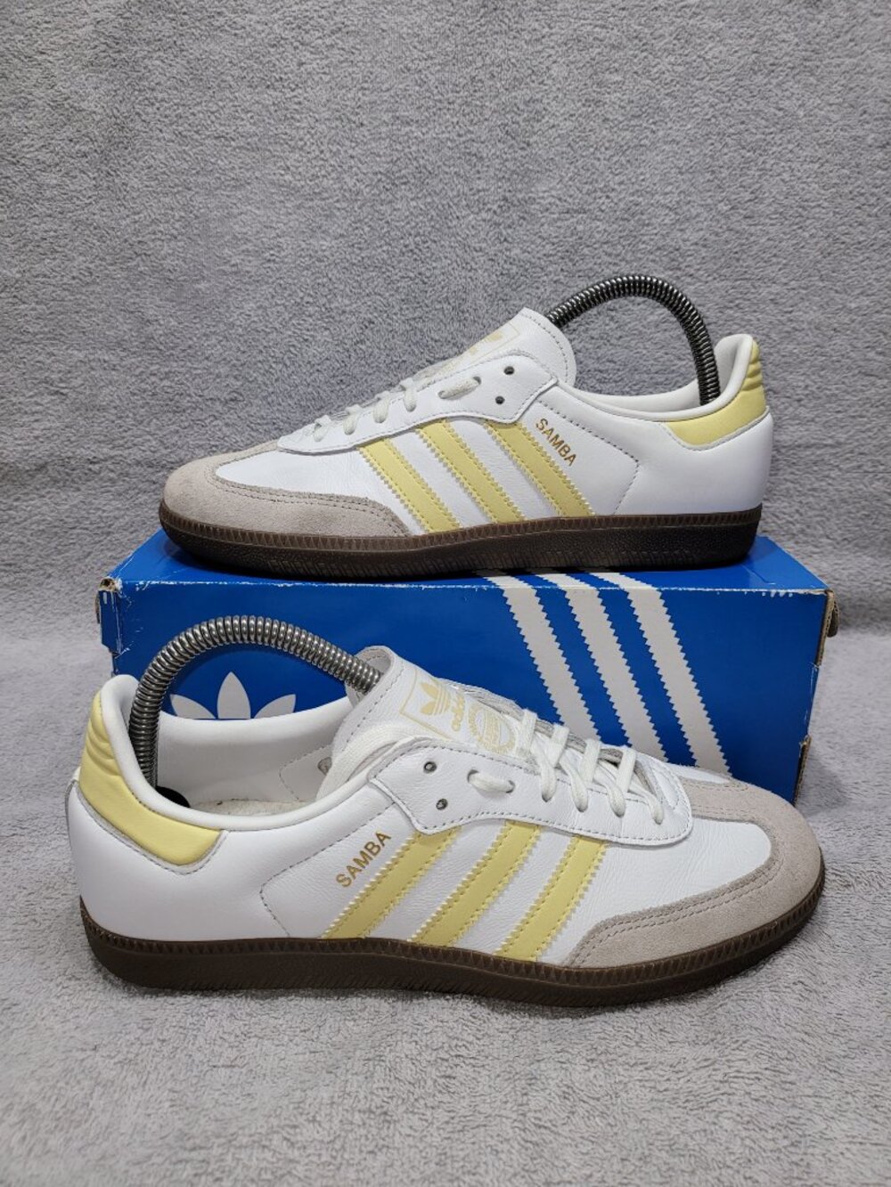 Adidas Samba OG Originals White Yellow Tan Gum Sneakers Youth Big Kid's Size 6.5